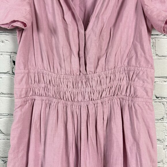 Anthropologie Somerset Pink Linen Blend Smocked Maxi Dress Womens Size XS - Picture 9 of 15